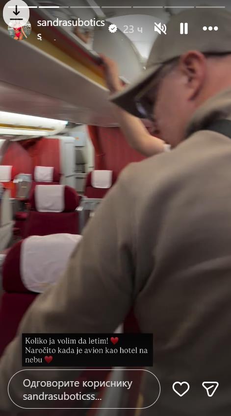 VIJAGRA NIJE ŠTEDEO DA UDOVOLJI DUPLO MLAĐOJ ŽENI: Avion kao hotel na nebu, ali Subotićka ipak našla zamerku: Hrana nije po mom ukusu (FOTO)