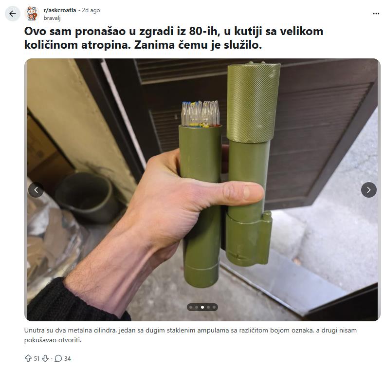 Neobičan vojni komplet iz osamdesetih sa staklenim ampulama i atropinom pronađen u stambenoj zgradi (3).png