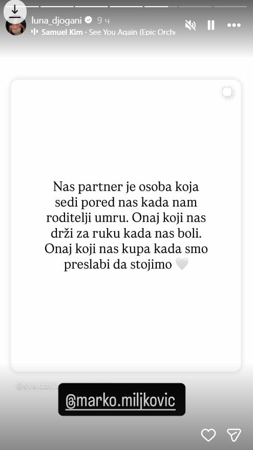LJUBAV NIJE DOVOLJNA! KO OSTAJE U HAOSU, U TUZI..." Luna Đogani šokirala objavom o braku - Marko Miljković označen u svakoj reči