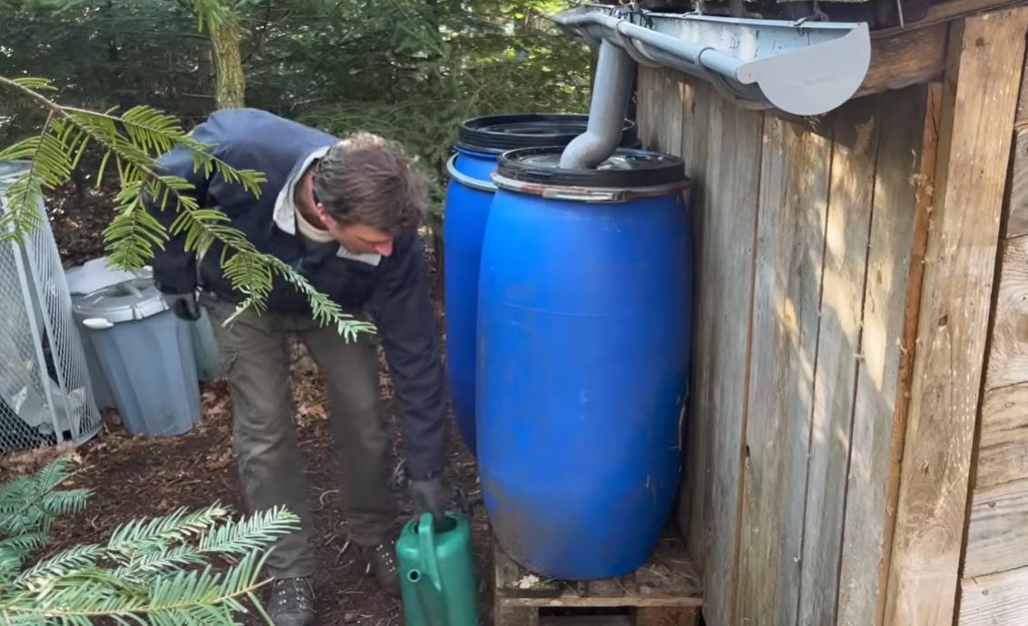 Andres Bojzen u dvorištu drvene kuće u šumi .jpg