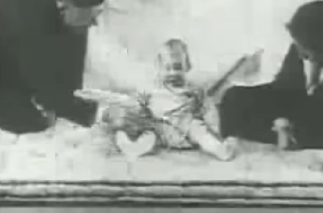 Snimak psihološkog eksperimenta „Mali Albert“ iz 1920. godine u kojem je beba uslovljavana da se plaši belog pacova (5).png