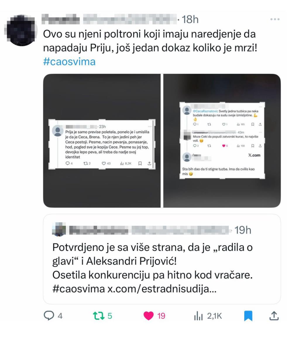 "IZA NAPADA NA PRIJU STOJI CECA" Rat fanova dve pevačice na društvenim mrežama! Pljušte optužbe, Đedović se hitno oglasio, upleo Karleušu