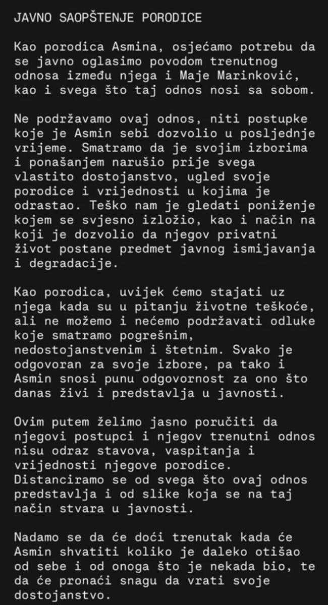 "RAZOČARANI SMO I TEŠKO NAM JE" Porodica Asmina Durdžića izdala javno saopštenje: Ograđuju se od svih njegovih postupaka, evo šta im je najbolnije
