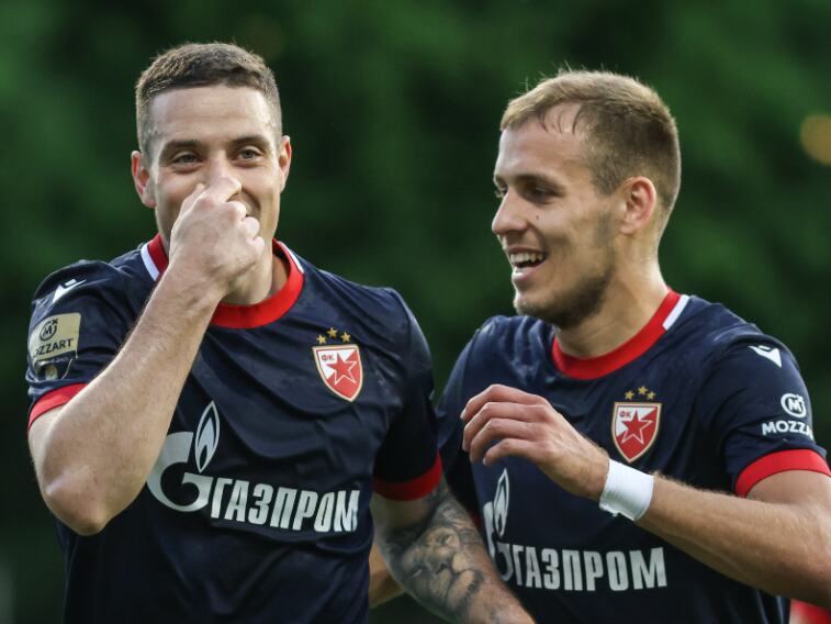 Bruno Duarte i Vladimir Lučić na utakmici protiv Čukaričkog