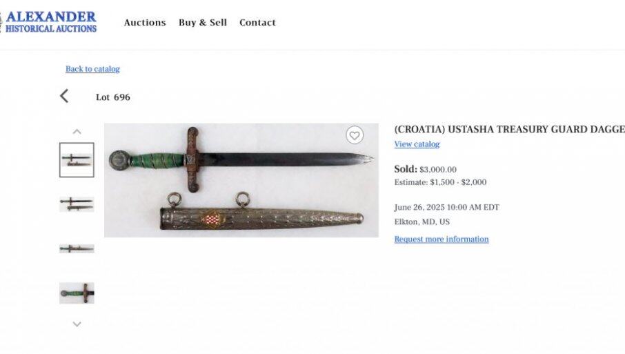 Ustaški nož Foto printscreen Alexander historical auctions