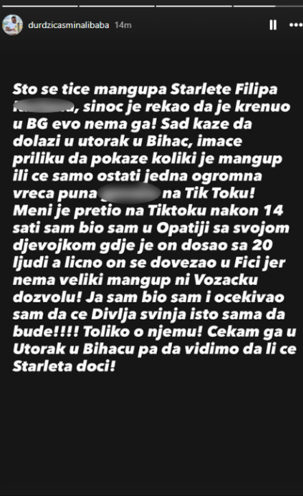 "ČEKAM GA U UTORAK U BIHAĆU" Asmin javno zapretio Caru: Bio sam u Opatiji sa devojkom, on je došao sa 20 ljudi...