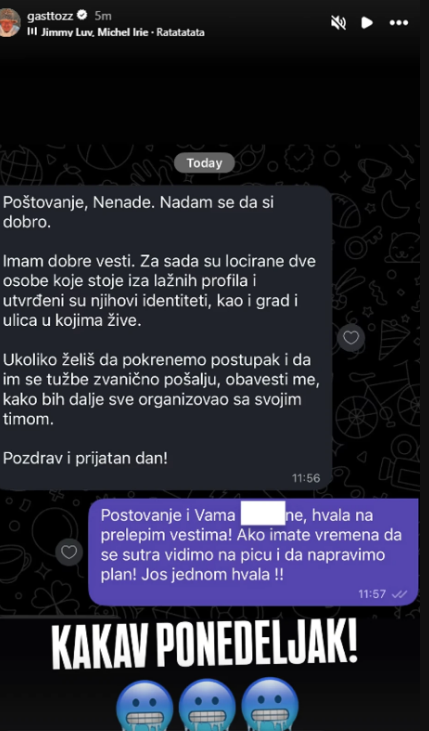 "LOCIRANE SU DVE OSOBE" Gastoz se oglasio i otkrio da uskoro sledi odluka o pravnom postupku