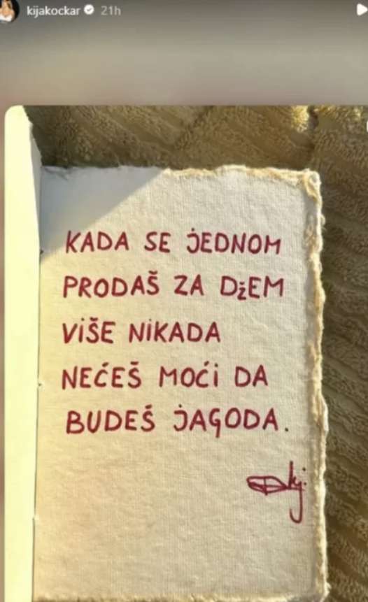 "KAD SE JEDNOM PRODAŠ ZA DŽEM..." Kija Kockar se obratila Slobi?! Nakon što je prozvao u emisiji, osvanula šok poruka na njenom profilu (FOTO)