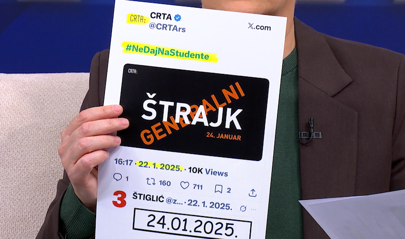 Ana Brnabić pokazuje objave CRTA