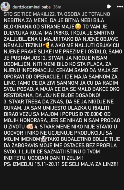OPERISANA MAJA MARINKOVIĆ! Oglasio se Asmin i otkrio detalje, uskoro se sele: Birao sam vezu sa njom i propustio 70.000 evra
