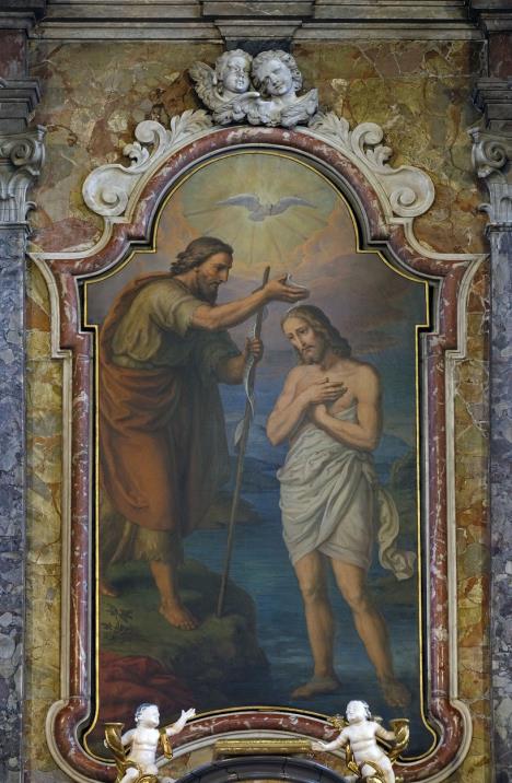 Ilustracija Hristovog krštenja - Krstovdan