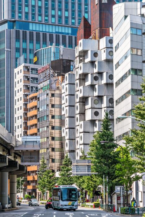 stockphototokyojapanaugustroadlevelviewofnakagincapsuletowerdesignedbyarchitect1275781786.jpg