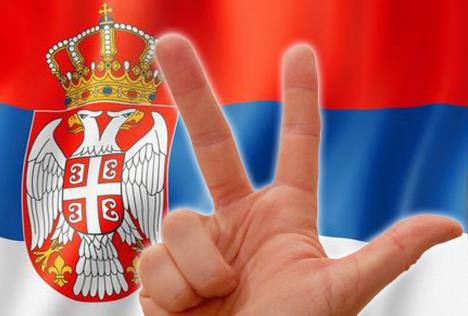 Zastava Srbije. tri prsta