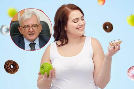 Žena sa slatkišima, jabukom i krofnama i endokrinolog prof. dr Nebojša Lalić