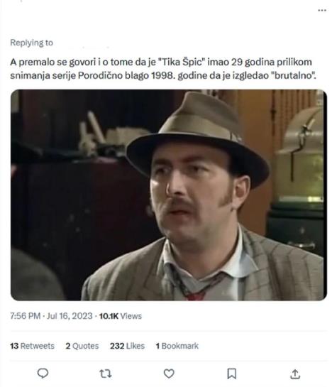 Predrag Smiljković kao Tika Špic u seriji Porodično blago