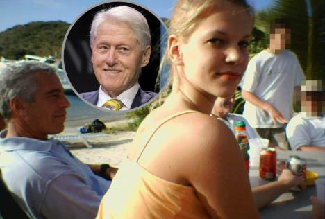 Nađa Marcinkova, Bil Klinton, Džefri Epstajn - kolaž fotografija