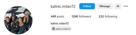 Milan Kalinić i dalje drži zajednične fotografije na Instagramu, a do juče joj je ovako tepao