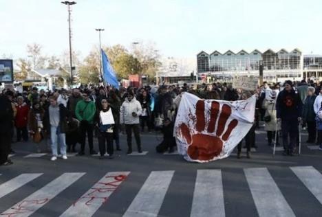 Opozicija Protest Crvena šaka.jpg