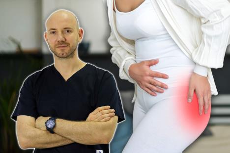 dr Ivica Jeremić/žena koja se drži za bolan kuk