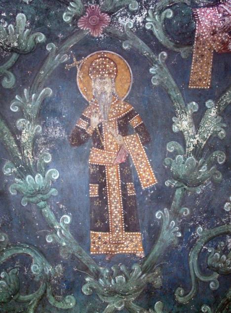 Kralj Milutin, detalj sa freske Loza Nemanjića u manastiru Gračanica