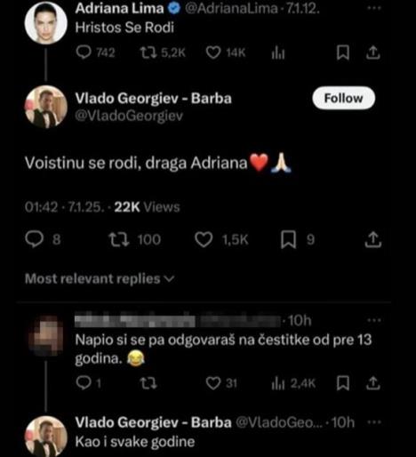 Urnebesna prepiska Adriane Lime i Vlade Georgieva