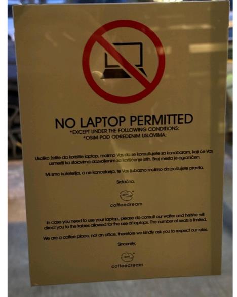 Zabrana upotrebe laptopa u kafiću