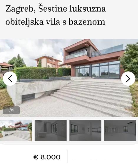 Nikolina Pišek izdaje vilu u Zagrebu za 8.000 evra mesečno