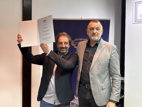 Lazar Kuzmanov i Goran Vojvodić, Otvaranje izložbe I posle 30 godina – arhitekta, foto Monika Husar - Komunikart.jpg