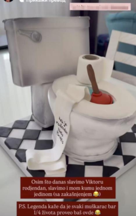Dunja Jovanović kumu poklonila tortu u obliku WC šolje