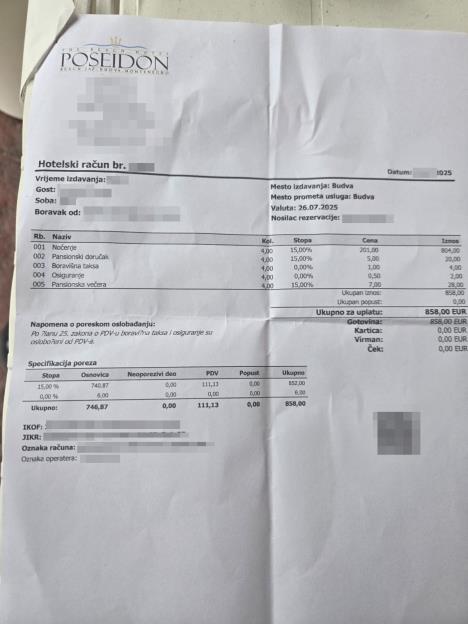 Crna Gora, odmor, Srbin prevaren u Crnoj Gori, hotel