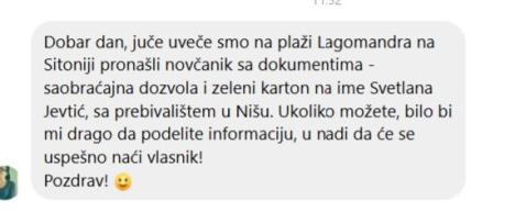 Printscreen poruke objavljene na mrežama
