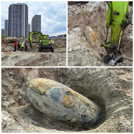 Tri slike avio-bombe iz Drugog svetskog rata na gradilištu Beograda na vodi