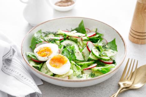 salata od krastavca, rotkvica i kuvanih jaja