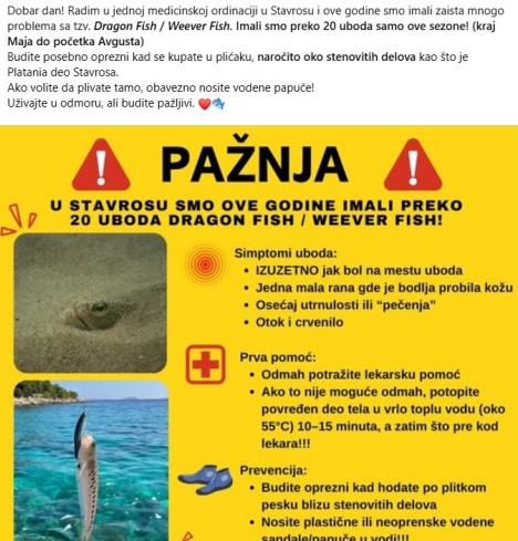 Ubod opasne ribe u Grčkoj