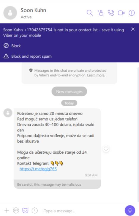 lažna poruka za posao