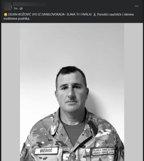 Objava na društvenim mrežama - Dejan Božović Foto: Printscreen Društvene Mreže