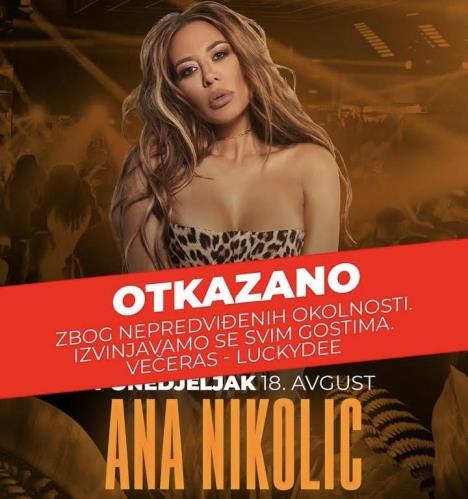 Ana Nikolić otkazala nastup u Budvi
