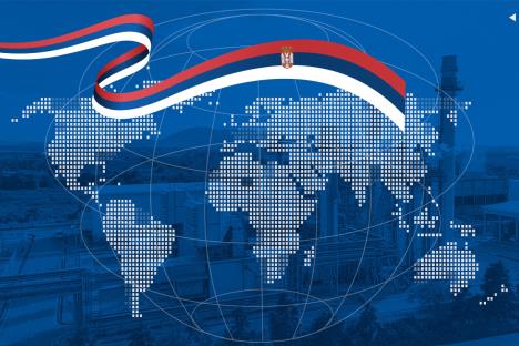 Srpska zastava i mapa sveta