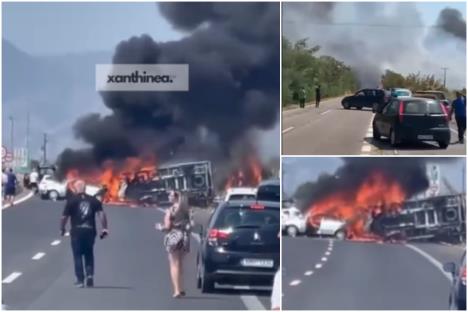 Slike tragedije u Grčkoj, automobili gore na putu, ljudi vrište