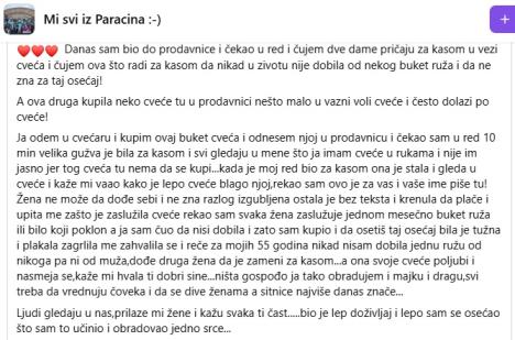 Čovek kupio cveće radnici