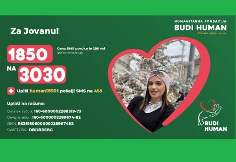 Jovana Gajić na plakatu fondacije Budi human apeluje za pomoć