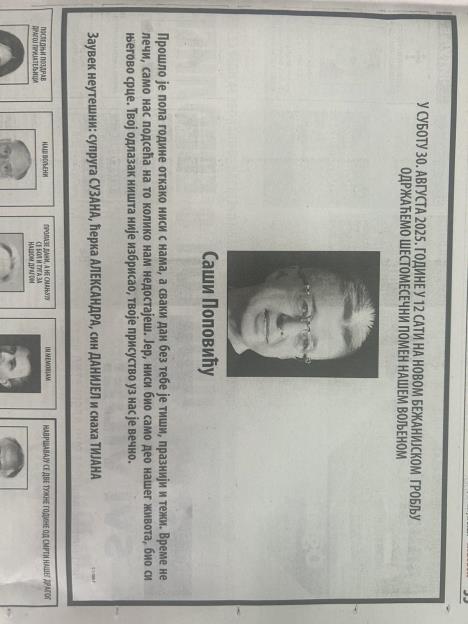 Porodica Saše Popovića se oglasila 6 meseci od njegove smrti