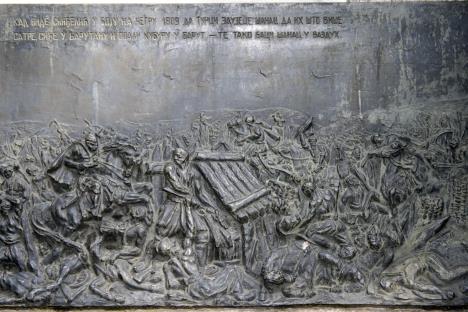 Reljef bitke na Čegru na spomeniku Stevanu Sinđeliću