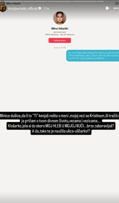 Kristijan udario na Minu Vrbaški