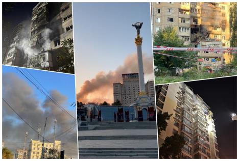 Kolaž fotografija napada na Kijev 7. septembra