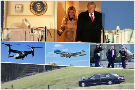 američki predsednik Donald Tramp prva dama SAD Melanija Tramp avion Ospri MV-22 predsednički avion Er fors uan, predsednička limuzina Zver