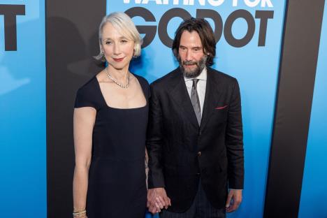 Kijanu Rivs i Aleksandra Grant na promociji Čekajući Godoa