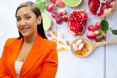 Vitamini, suplamenti isećen nar i limeta na kriške/Jovana Živić nutricionista