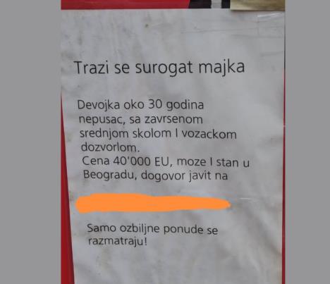 Oglas za surogat majku u Beogradu