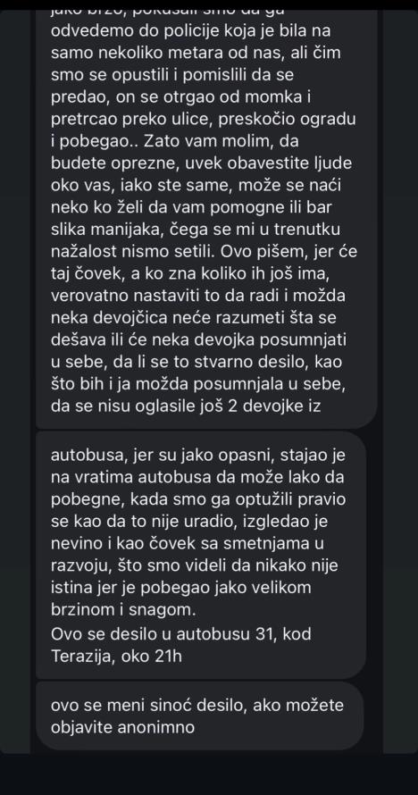 Objava sa upozorenjem na manijaka